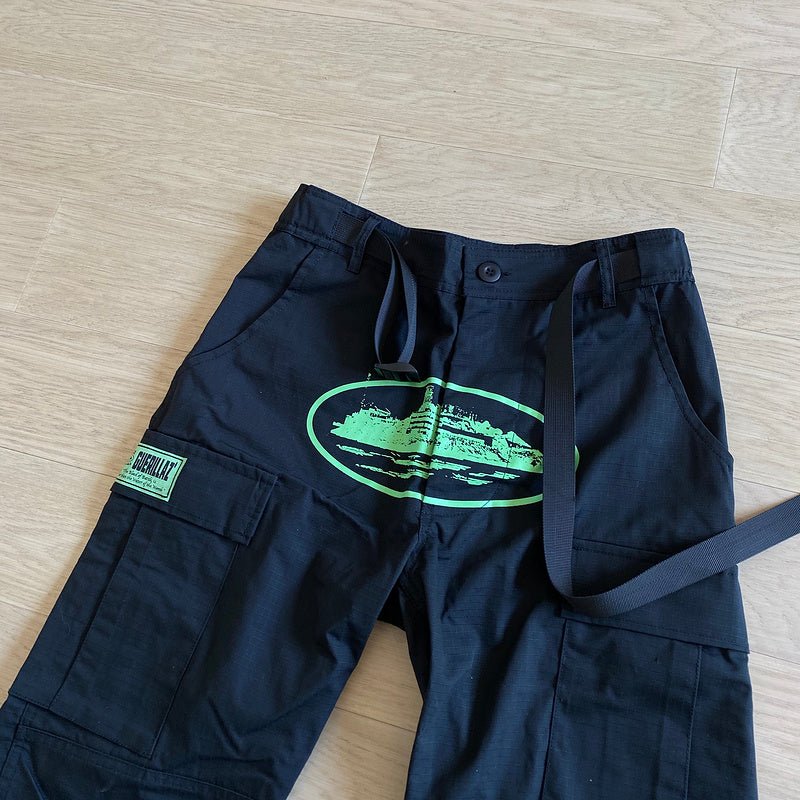 CORTEIZ ALCATRAZ CARGO PANTS BLACK/GREEN - Sin Sity Reps