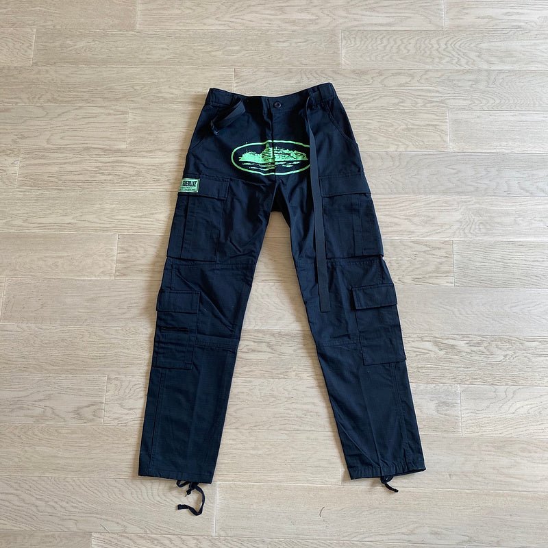 CORTEIZ ALCATRAZ CARGO PANTS BLACK/GREEN - Sin Sity Reps