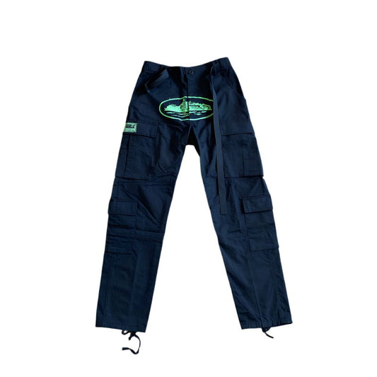 CORTEIZ ALCATRAZ CARGO PANTS BLACK/GREEN - Sin Sity Reps