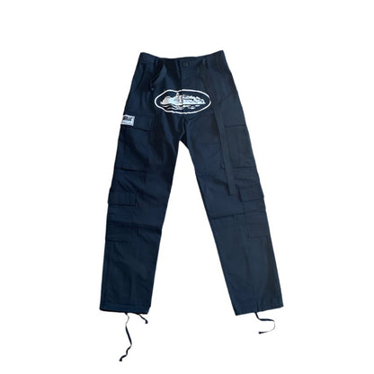 CORTEIZ ALCATRAZ CARGO PANTS BLACK/WHITE - Sin Sity Reps