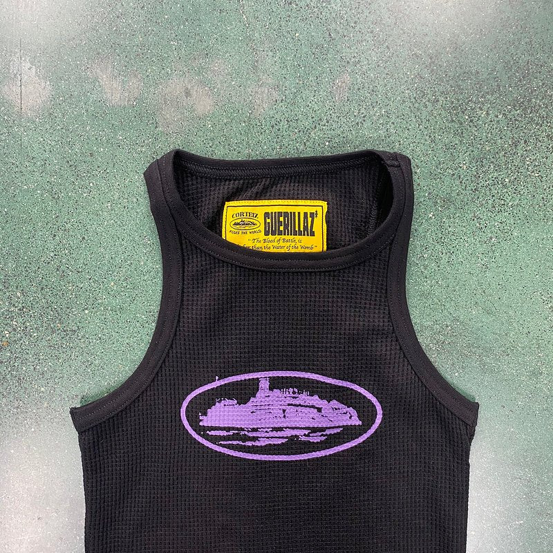 CORTEIZ RTW OG WOMEN'S ALCATRAZ TANK TOP BLACK PURPLE - Sin Sity Reps