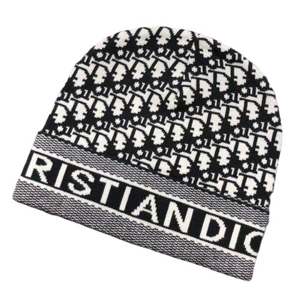 DIOR LOGO PATTERN BEANIE BLACK WHITE - Sin Sity Reps