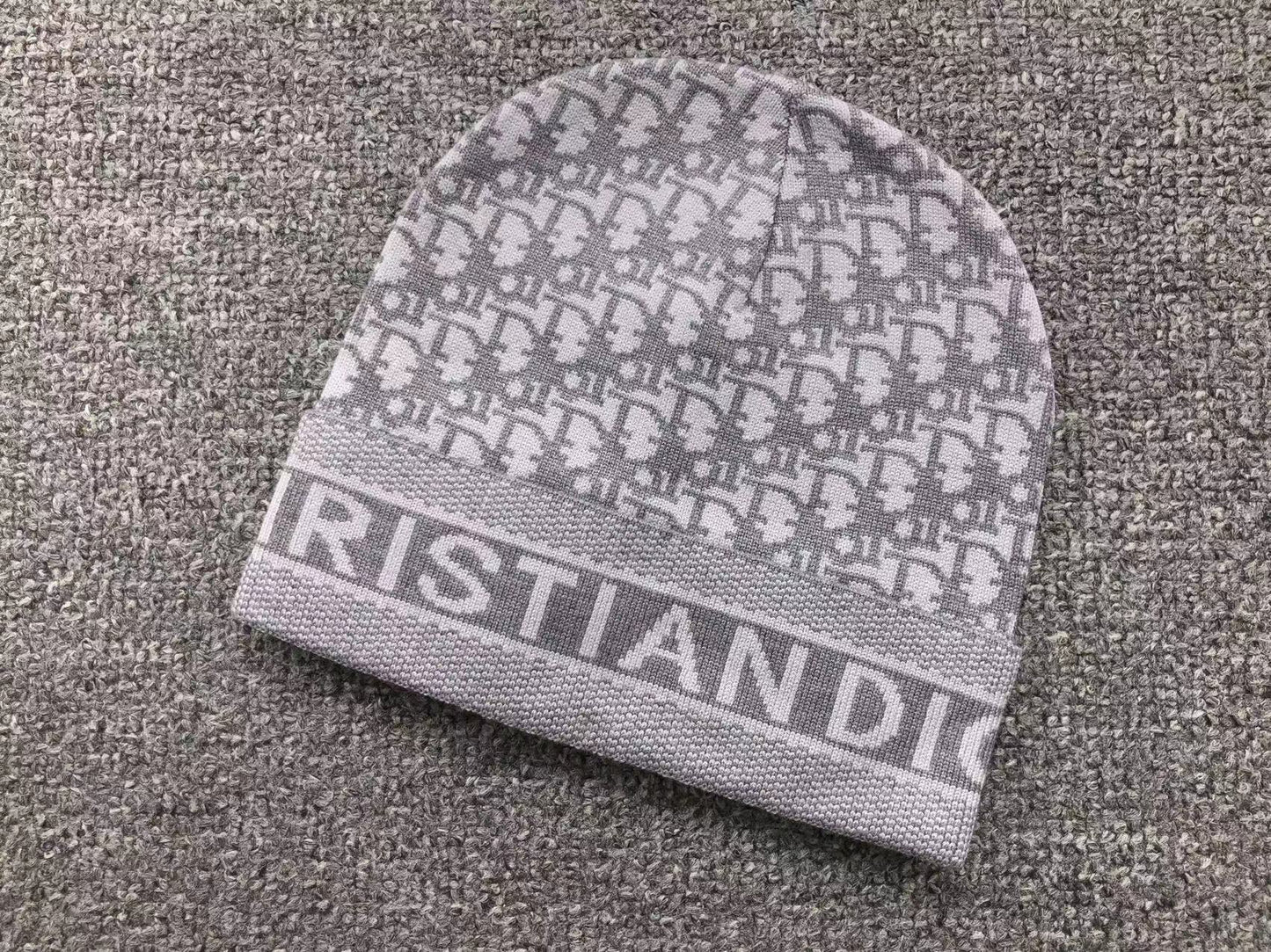 DIOR LOGO PATTERN BEANIE GREY - Sin Sity Reps