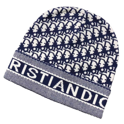 DIOR LOGO PATTERN BEANIE NAVY WHITE - Sin Sity Reps