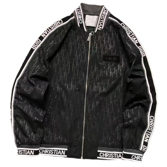 DIOR LOGO PATTERN BOMBER JACKET BLACK - Sin Sity Reps