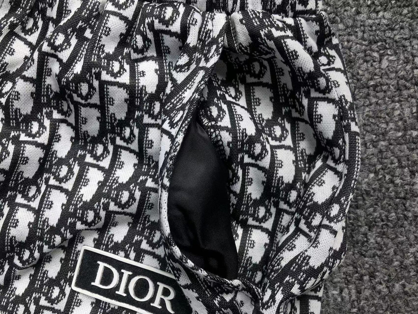 DIOR LOGO PATTERN SHORTS BLACK WHITE - Sin Sity Reps