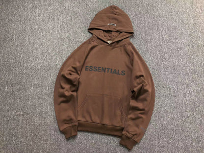 FEAR OF GOD ESSENTIALS PULLOVER HOODIE APPLIQUE LOGO BROWN - Sin Sity Reps