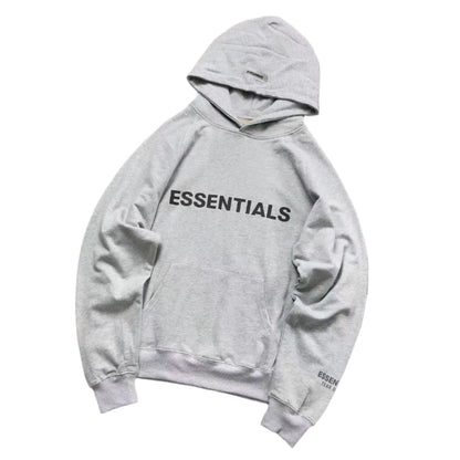 FEAR OF GOD ESSENTIALS PULLOVER HOODIE APPLIQUE LOGO HEATHER GREY - Sin Sity Reps