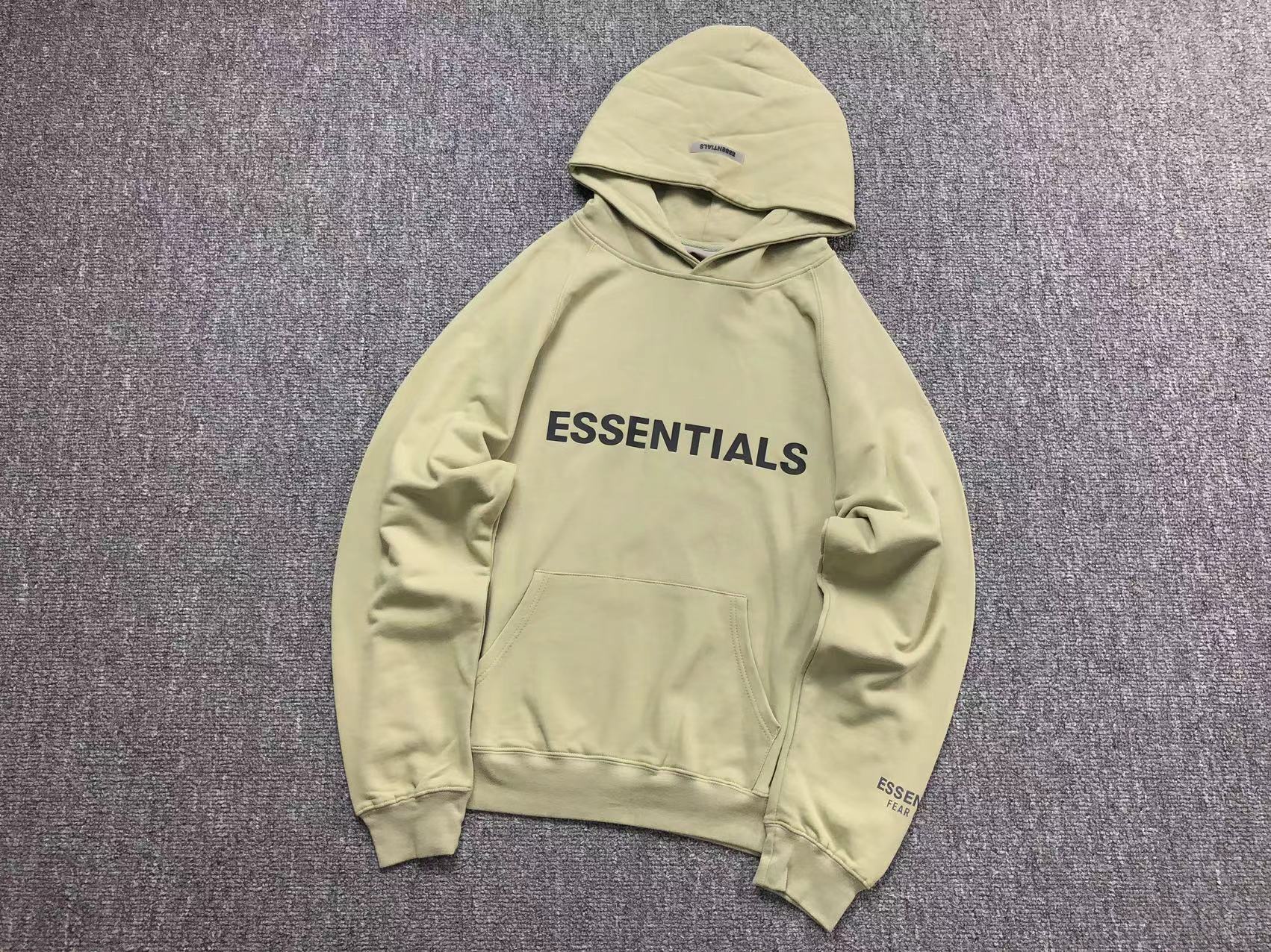 FEAR OF GOD ESSENTIALS PULLOVER HOODIE APPLIQUE LOGO SAND - Sin Sity Reps