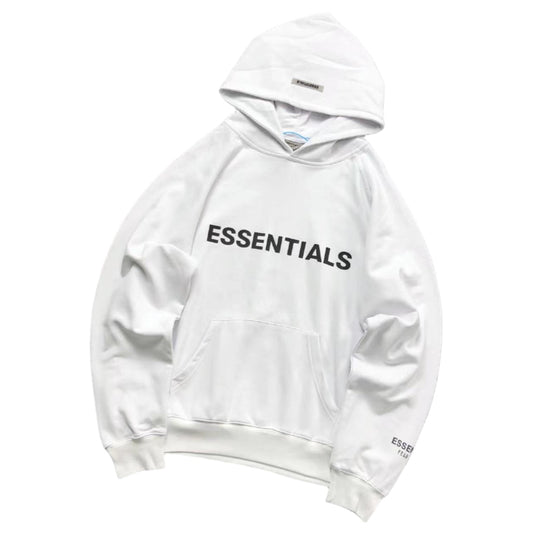 FEAR OF GOD ESSENTIALS PULLOVER HOODIE APPLIQUE LOGO WHITE - Sin Sity Reps