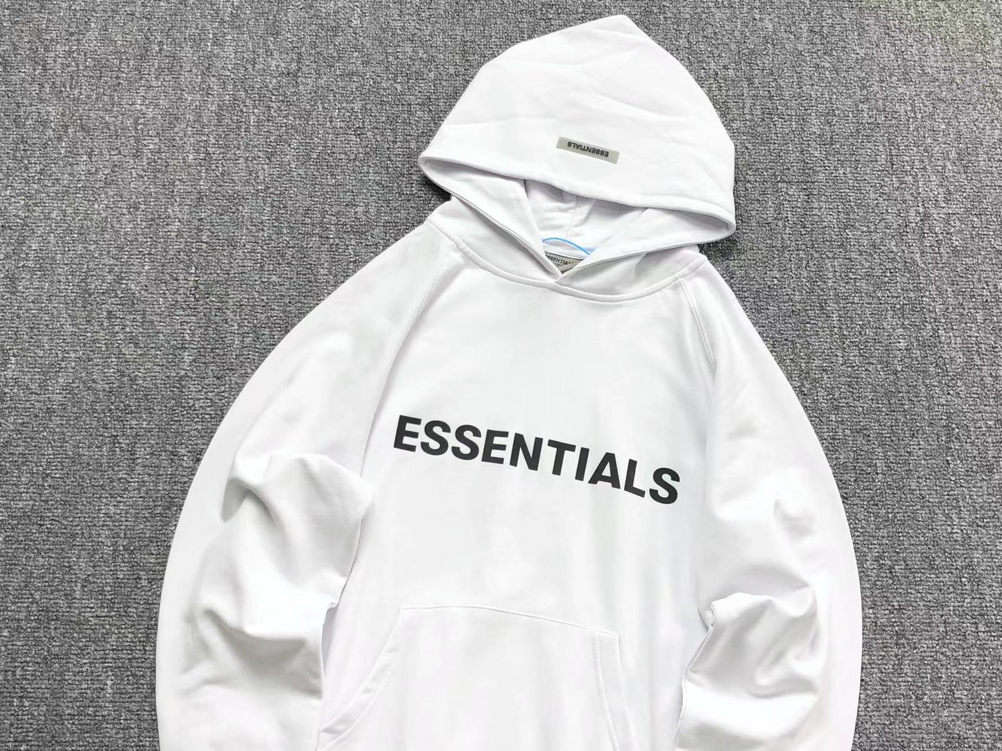 FEAR OF GOD ESSENTIALS PULLOVER HOODIE APPLIQUE LOGO WHITE - Sin Sity Reps