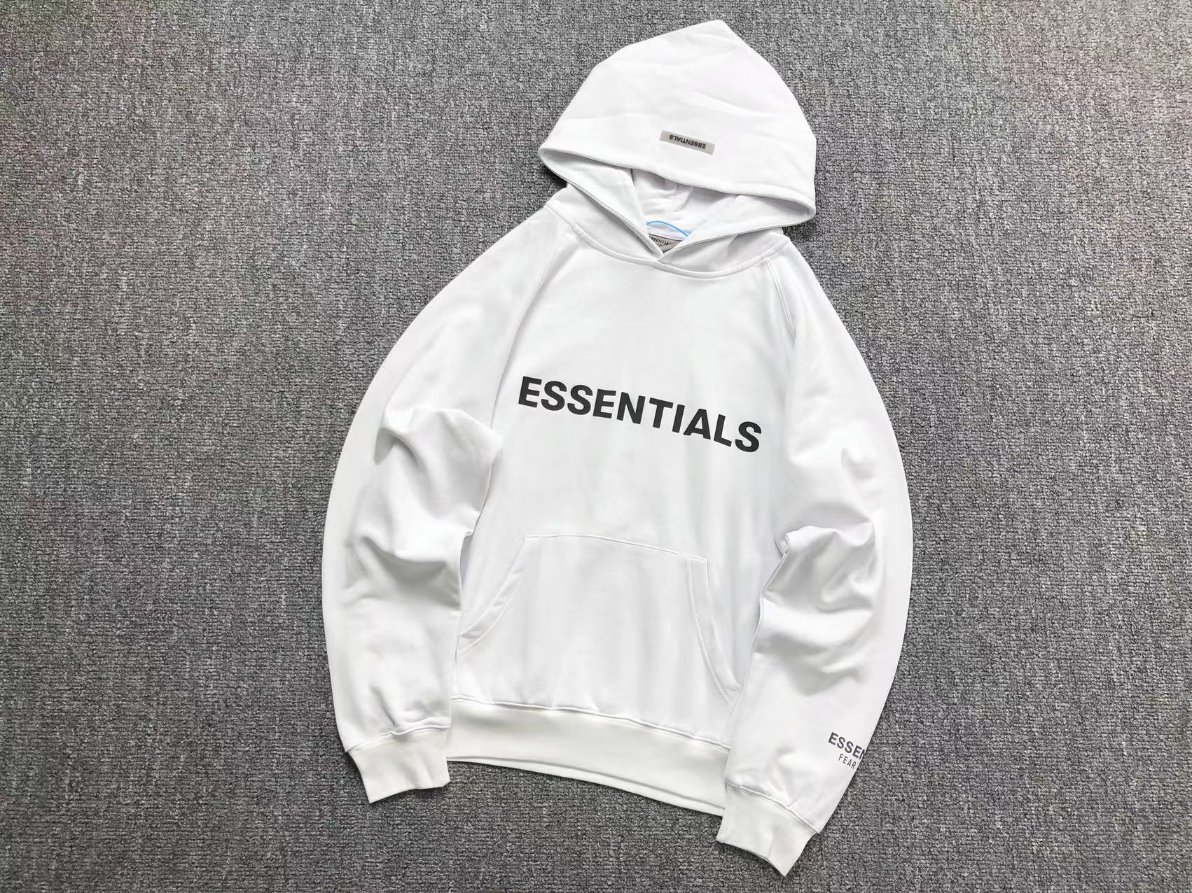 FEAR OF GOD ESSENTIALS PULLOVER HOODIE APPLIQUE LOGO WHITE - Sin Sity Reps