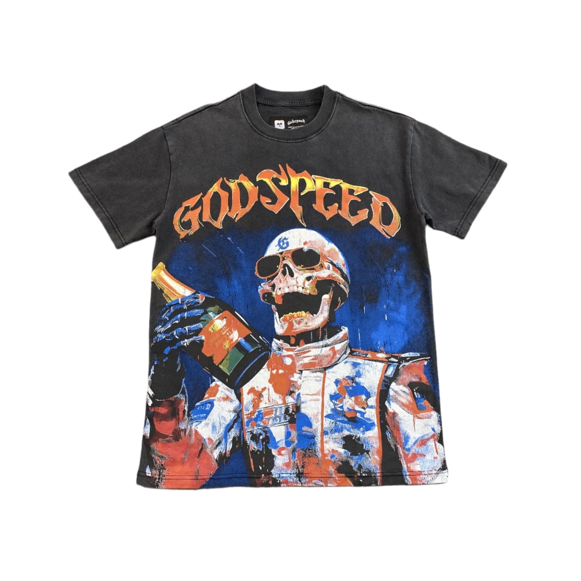 GODSPEED VICTORY TOAST T - SHIRT WASHED BLACK - Sin Sity Reps