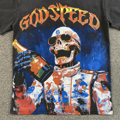 GODSPEED VICTORY TOAST T - SHIRT WASHED BLACK - Sin Sity Reps