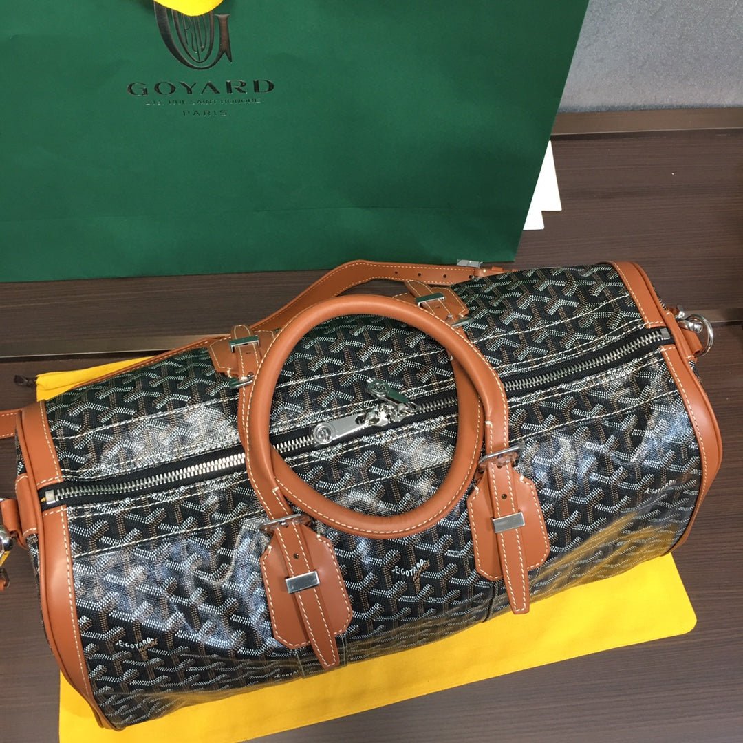 GOYARD BOSTON 50 TRAVEL BAG BLACK & TAN - Sin Sity Reps