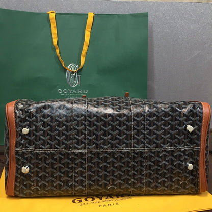 GOYARD BOSTON 50 TRAVEL BAG BLACK & TAN - Sin Sity Reps