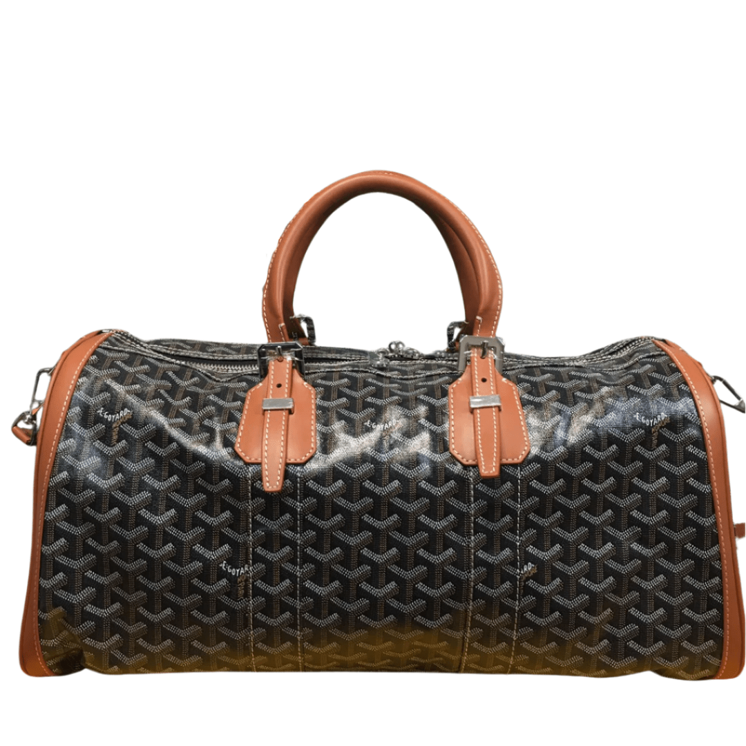 GOYARD BOSTON 50 TRAVEL BAG BLACK & TAN - Sin Sity Reps