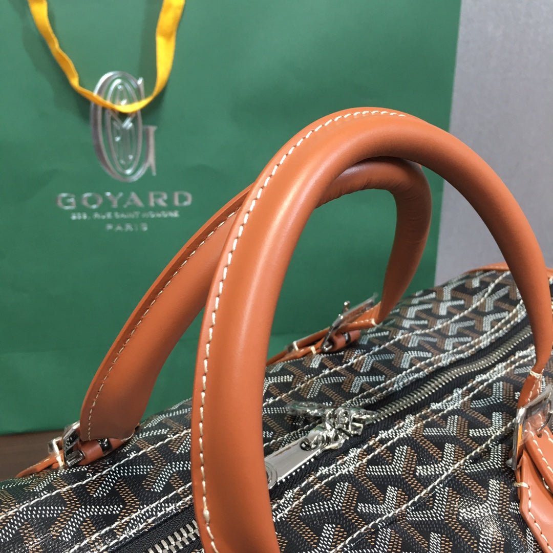 GOYARD BOSTON 50 TRAVEL BAG BLACK & TAN - Sin Sity Reps