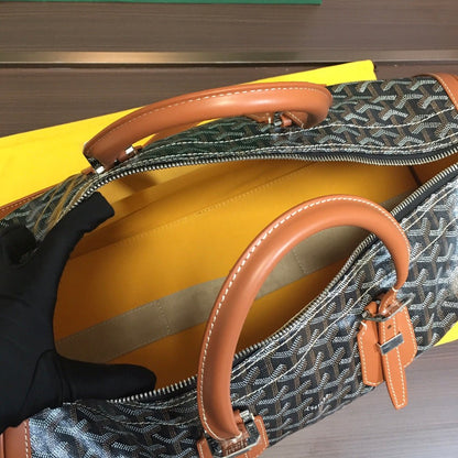 GOYARD BOSTON 50 TRAVEL BAG BLACK & TAN - Sin Sity Reps