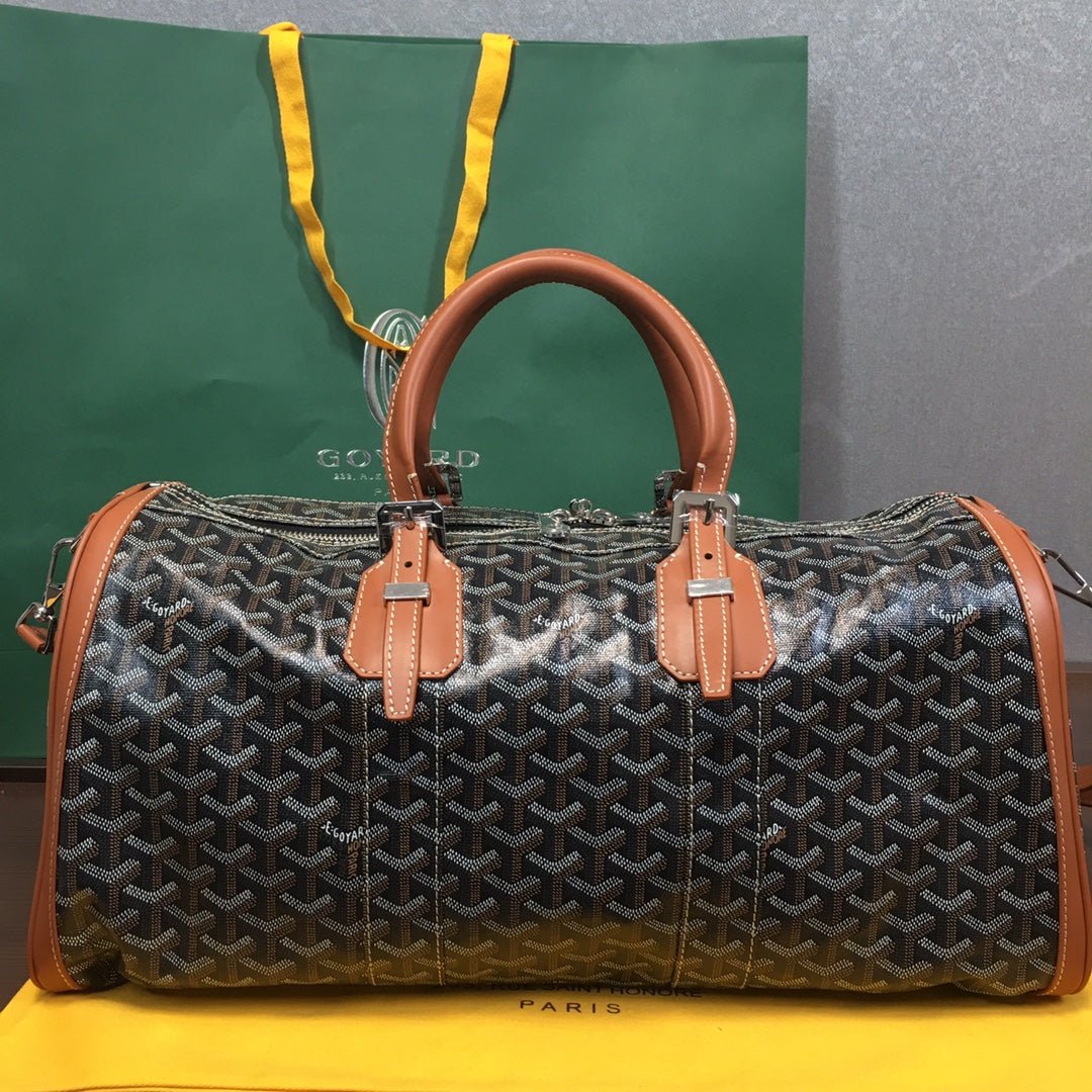 GOYARD BOSTON 50 TRAVEL BAG BLACK & TAN - Sin Sity Reps