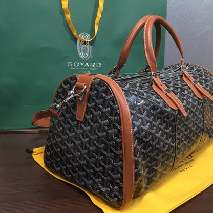 GOYARD BOSTON 50 TRAVEL BAG BLACK & TAN - Sin Sity Reps