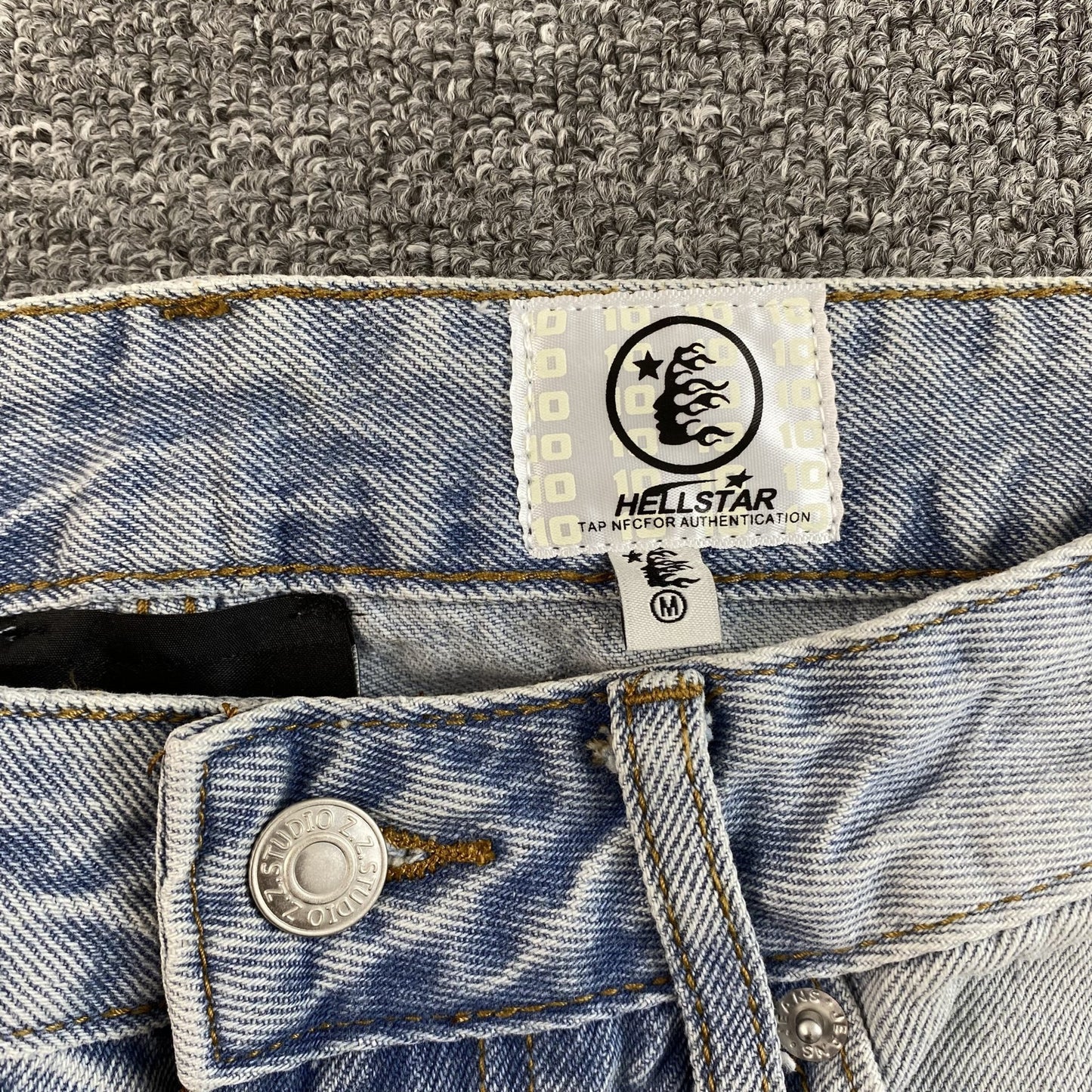 HELLSTAR BLACK FLAME JEANS WASHED BLUE - Sin Sity Reps