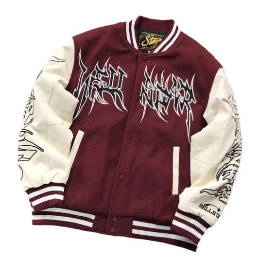 HELLSTAR COMPLEXCON EXCLUSIVE VARSITY JACKET MAROON - Sin Sity Reps