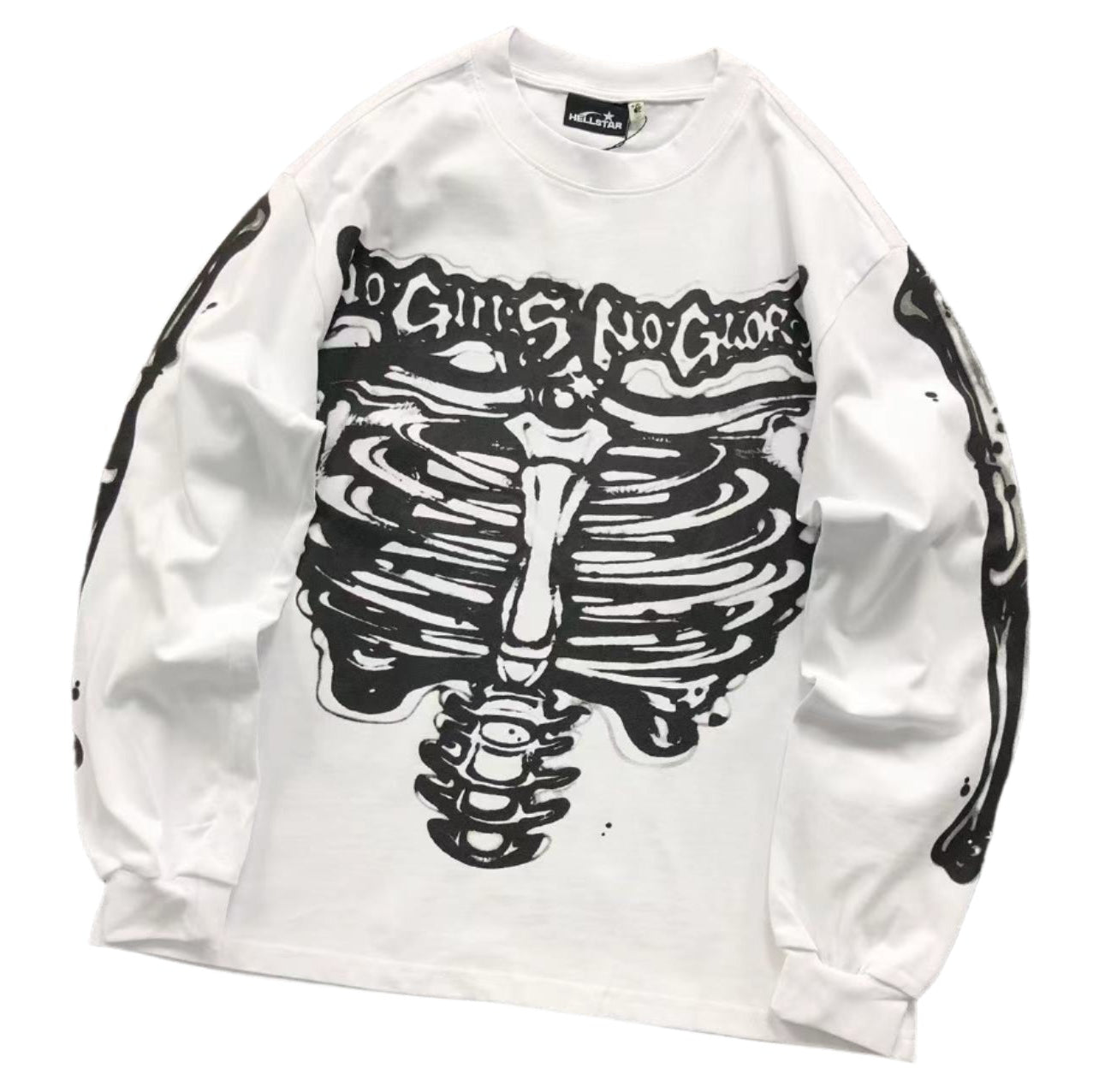 HELLSTAR RIBCAGE GRAPHIC LONGSLEEVE WHITE - Sin Sity Reps