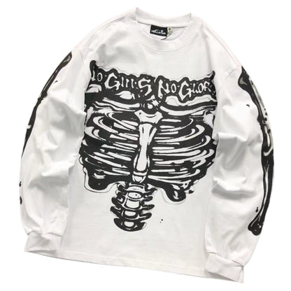 HELLSTAR RIBCAGE GRAPHIC LONGSLEEVE WHITE - Sin Sity Reps