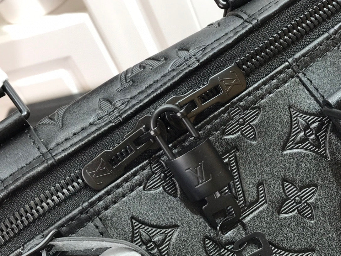 LOUIS VUITTON KEEPBALL 50 BLACK LEATHER TRAVEL BAG - Sin Sity Reps