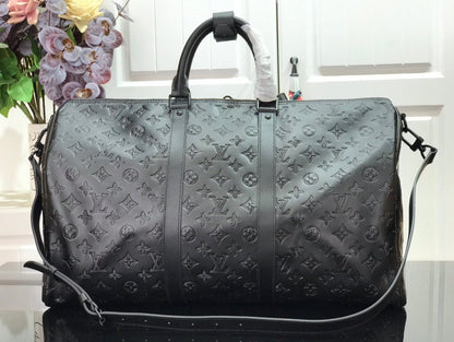 LOUIS VUITTON KEEPBALL 50 BLACK LEATHER TRAVEL BAG - Sin Sity Reps