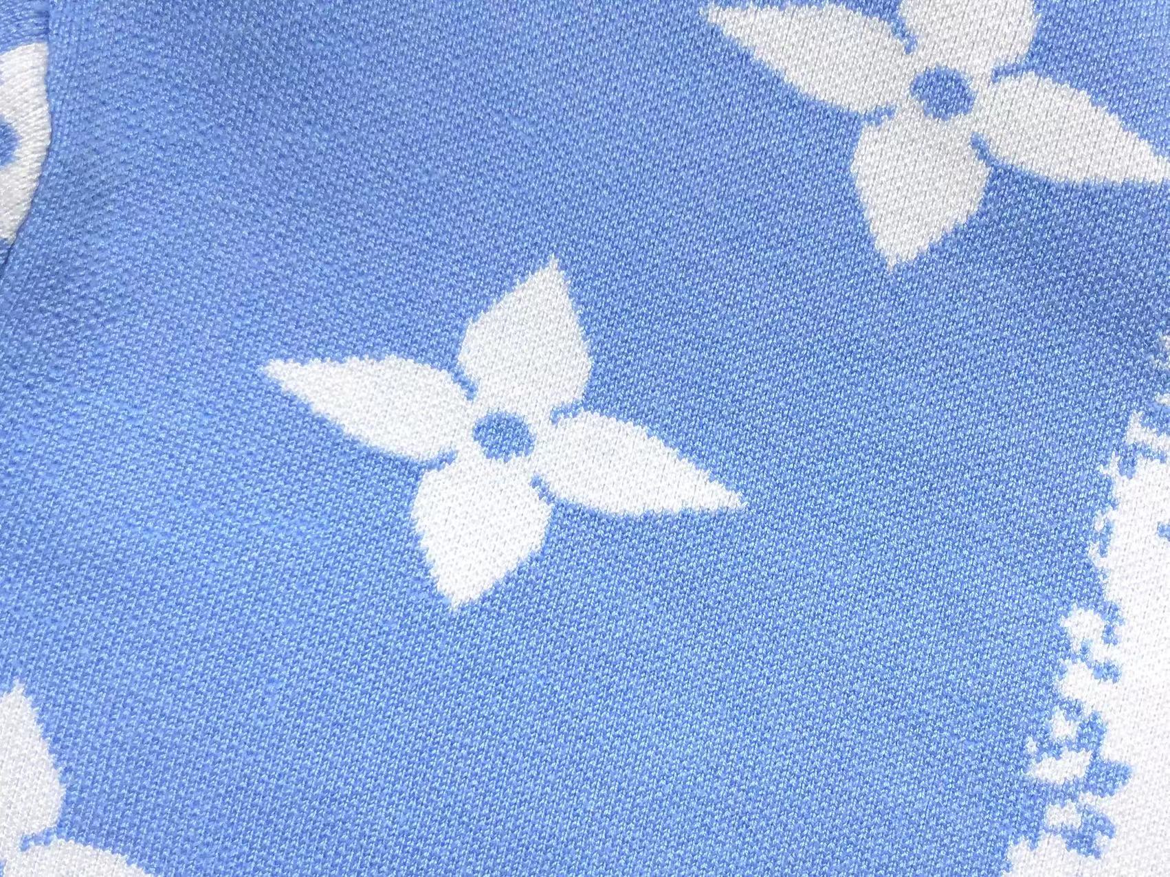 LOUIS VUITTON LV BLUE MONOGRAM PRINT KNIT SWEATER WHITE - Sin Sity Reps