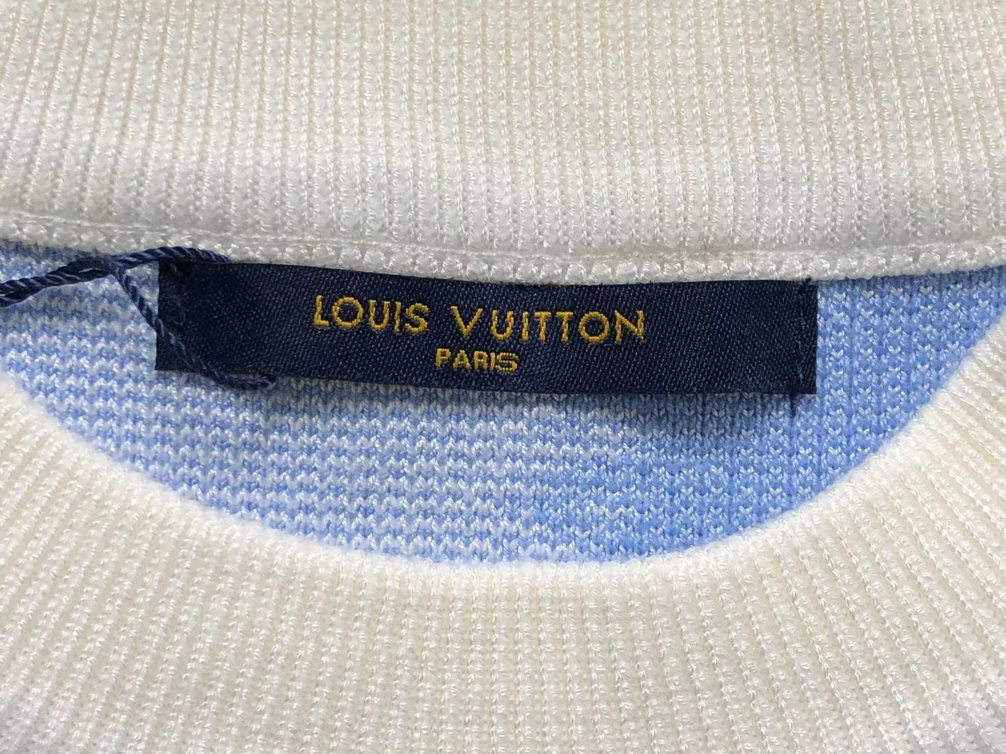 LOUIS VUITTON LV BLUE MONOGRAM PRINT KNIT SWEATER WHITE - Sin Sity Reps