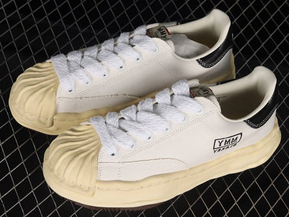 MAISON MIHARA YASUHIRO BLAKEY OG SOLE LEATHER LOW BEIGE WHITE - Sin Sity Reps