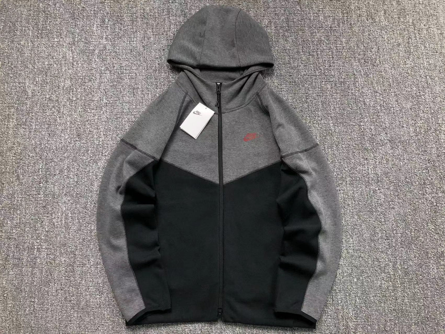 NIKE TECH FLEECE HOODIE BLACK/DARK SMOKE GREY/LIGHT CRIMSON - Sin Sity Reps