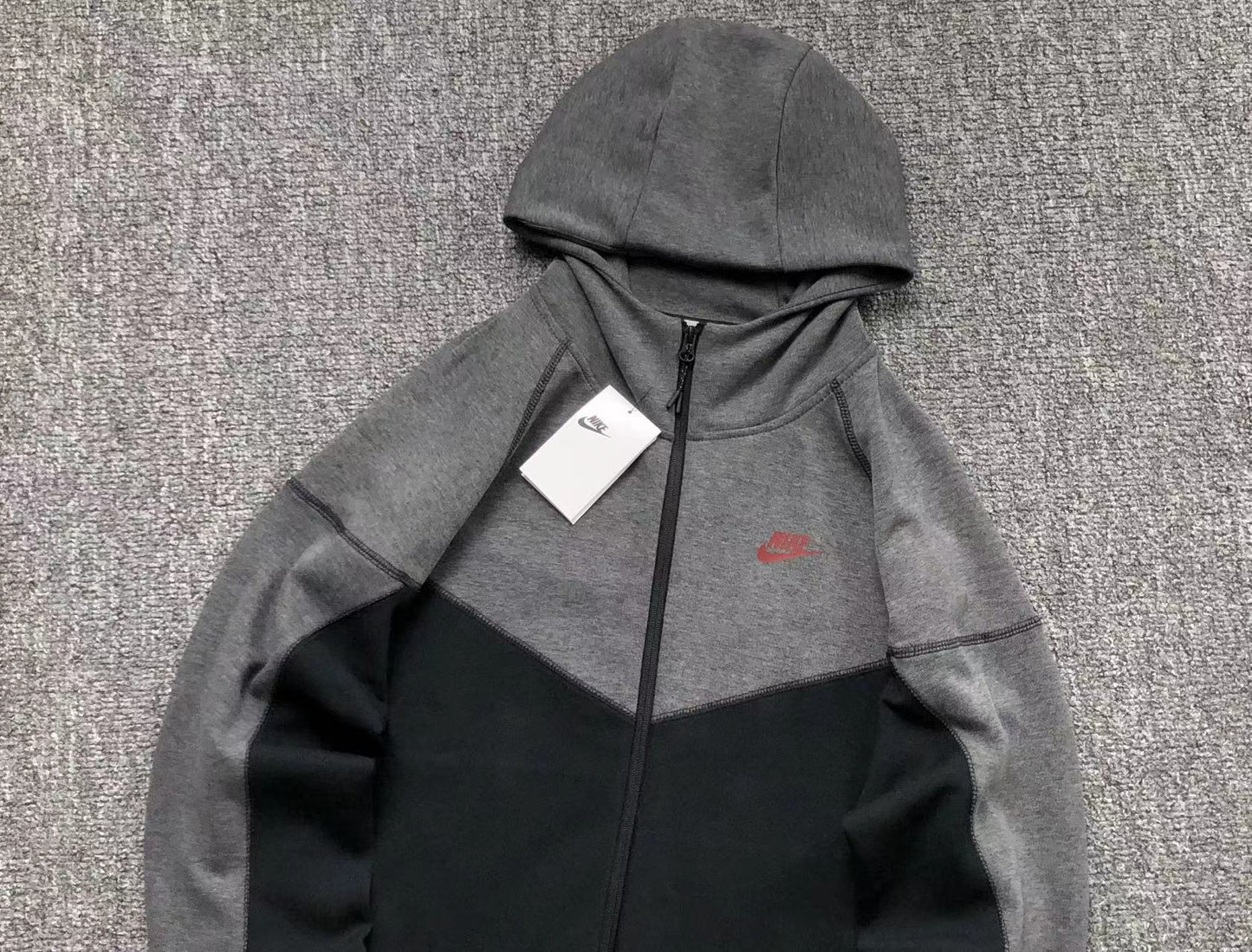 NIKE TECH FLEECE HOODIE BLACK/DARK SMOKE GREY/LIGHT CRIMSON - Sin Sity Reps