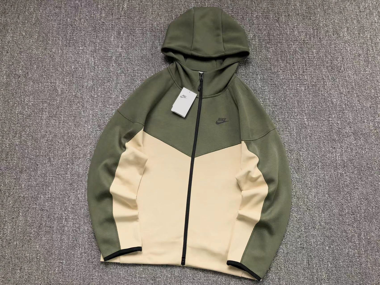 NIKE TECH FLEECE HOODIE NEUTRAL OLIVE/MEDIUM OLIVE/BLACK - Sin Sity Reps