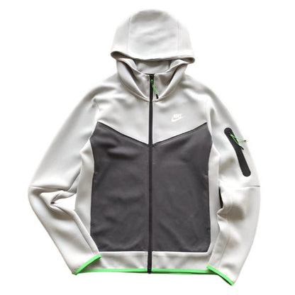 NIKE TECH FLEECE HOODIE x GREY/BLACK/GREEN - Sin Sity Reps