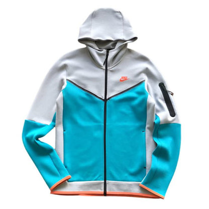 NIKE TECH FLEECE HOODIE x WOLF GREY/AQUAMARINE/ORANGE - Sin Sity Reps