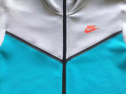 NIKE TECH FLEECE HOODIE x WOLF GREY/AQUAMARINE/ORANGE - Sin Sity Reps