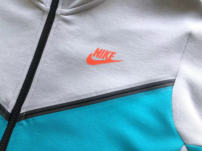 NIKE TECH FLEECE HOODIE x WOLF GREY/AQUAMARINE/ORANGE - Sin Sity Reps