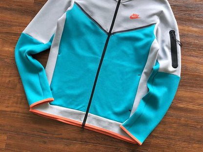 NIKE TECH FLEECE HOODIE x WOLF GREY/AQUAMARINE/ORANGE - Sin Sity Reps