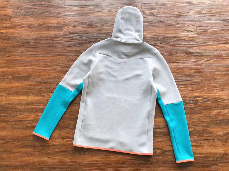 NIKE TECH FLEECE HOODIE x WOLF GREY/AQUAMARINE/ORANGE - Sin Sity Reps