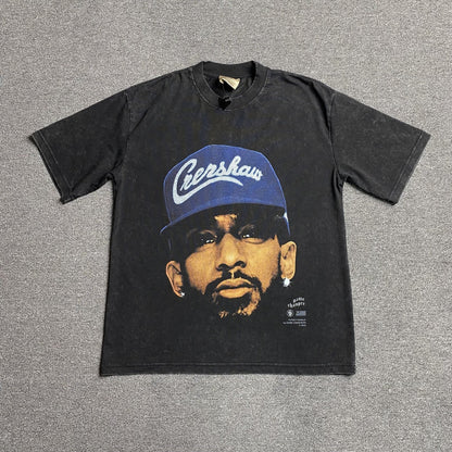 NIPSEY HUSSLE VINTAGE GRAPHIC TEE DARK GREY - Sin Sity Reps