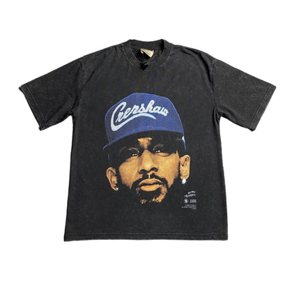 NIPSEY HUSSLE VINTAGE GRAPHIC TEE DARK GREY - Sin Sity Reps