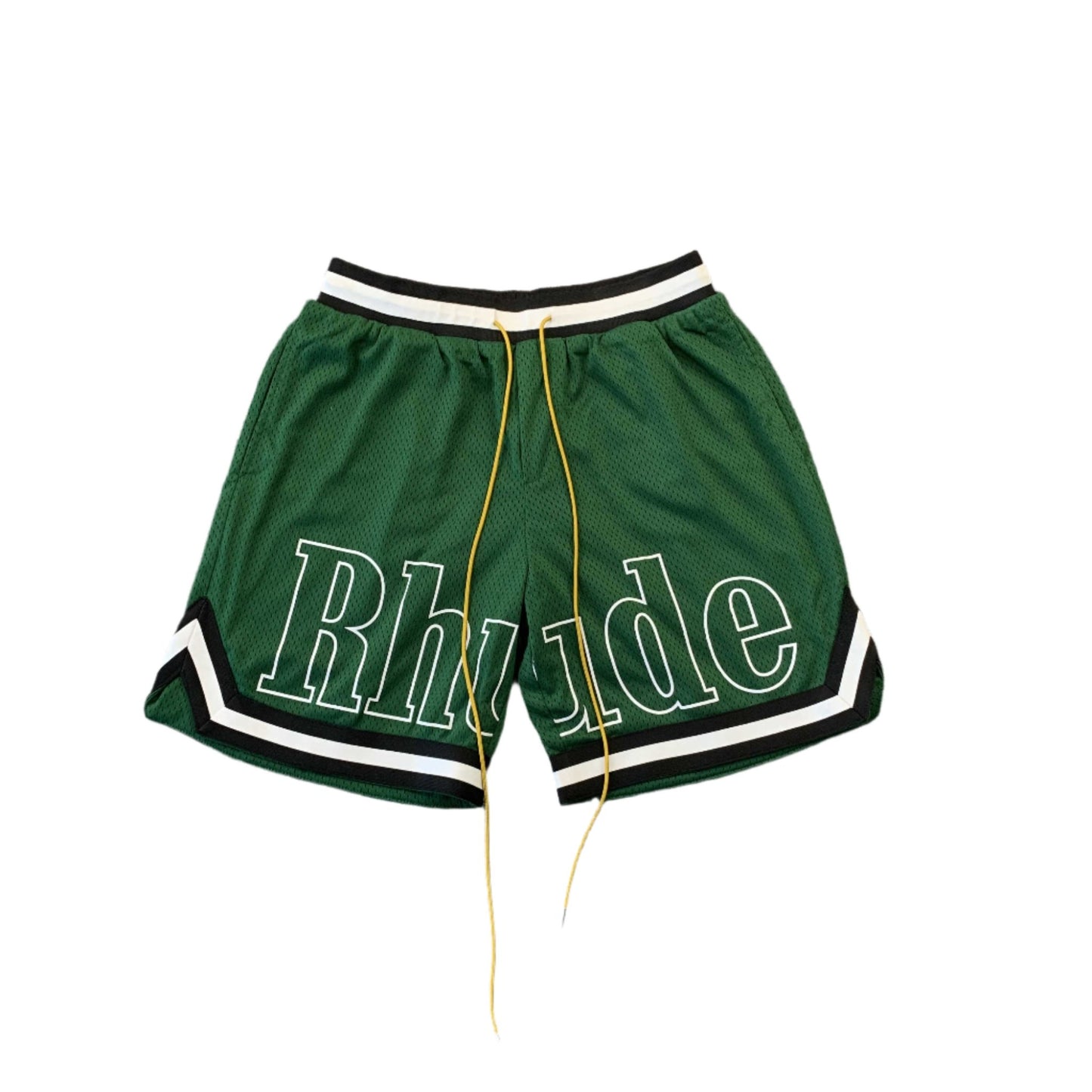 RHUDE COURT LOGO SHORTS GREEN - Sin Sity Reps