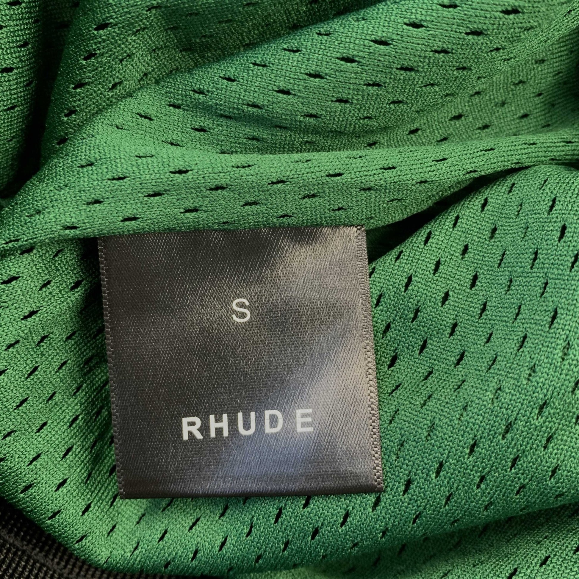 RHUDE COURT LOGO SHORTS GREEN - Sin Sity Reps