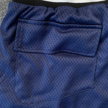 RHUDE COURT LOGO SHORTS NAVY - Sin Sity Reps