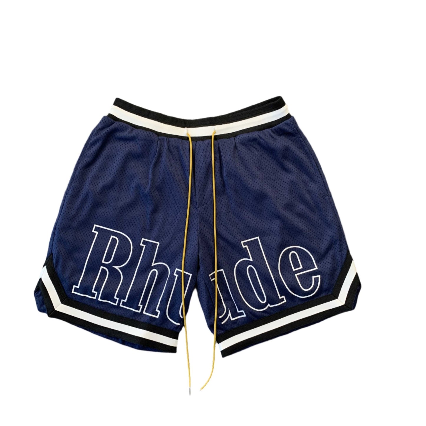 RHUDE COURT LOGO SHORTS NAVY - Sin Sity Reps