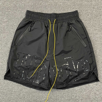 RHUDE RH LOGO SHORTS BLACK ON BLACK - Sin Sity Reps